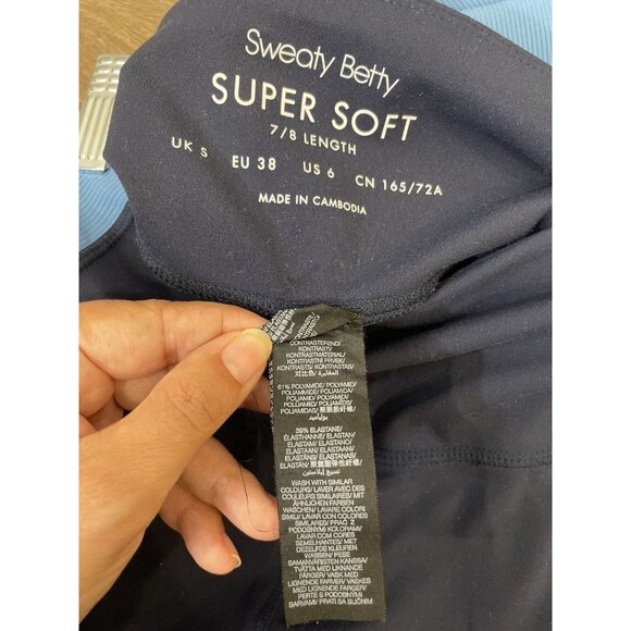 Sweaty Betty Super Soft Crop 7/8 Leggings Blue Size US 6 Athleisure Colorblock - Picture 2 of 8